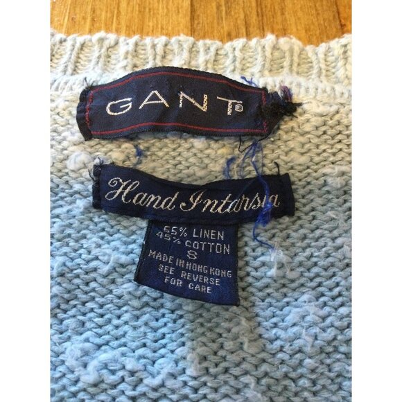 Vintage Golf Themed Grandpa Sweater Gant Silk Blend Argyle V-Neck Preppy - Picture 4 of 7